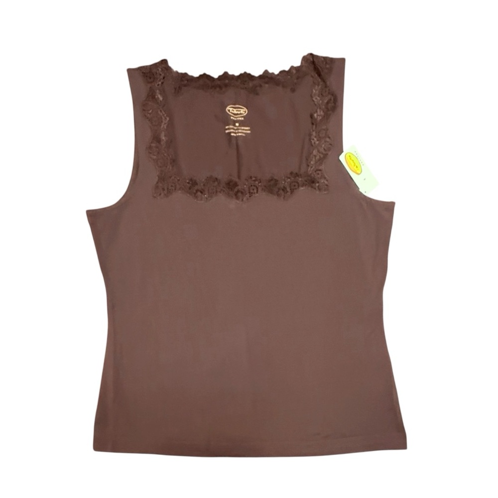 NWT Talbots Brown Lace Trim Camisole Size MP